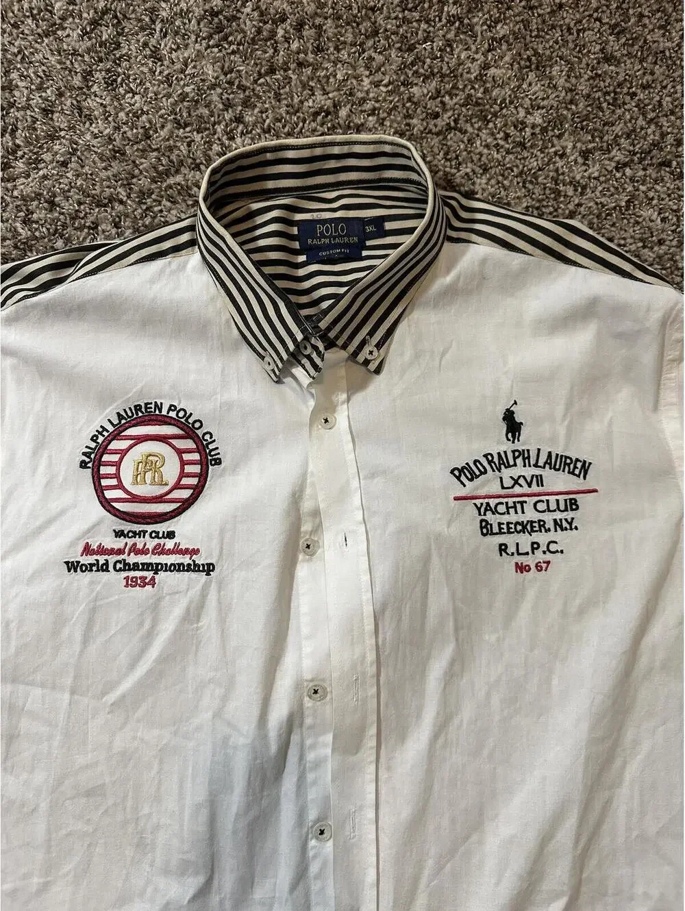 Polo Ralph 3XL Lauren button up shirt Sailing Yacht club Bleeker NY vintage
